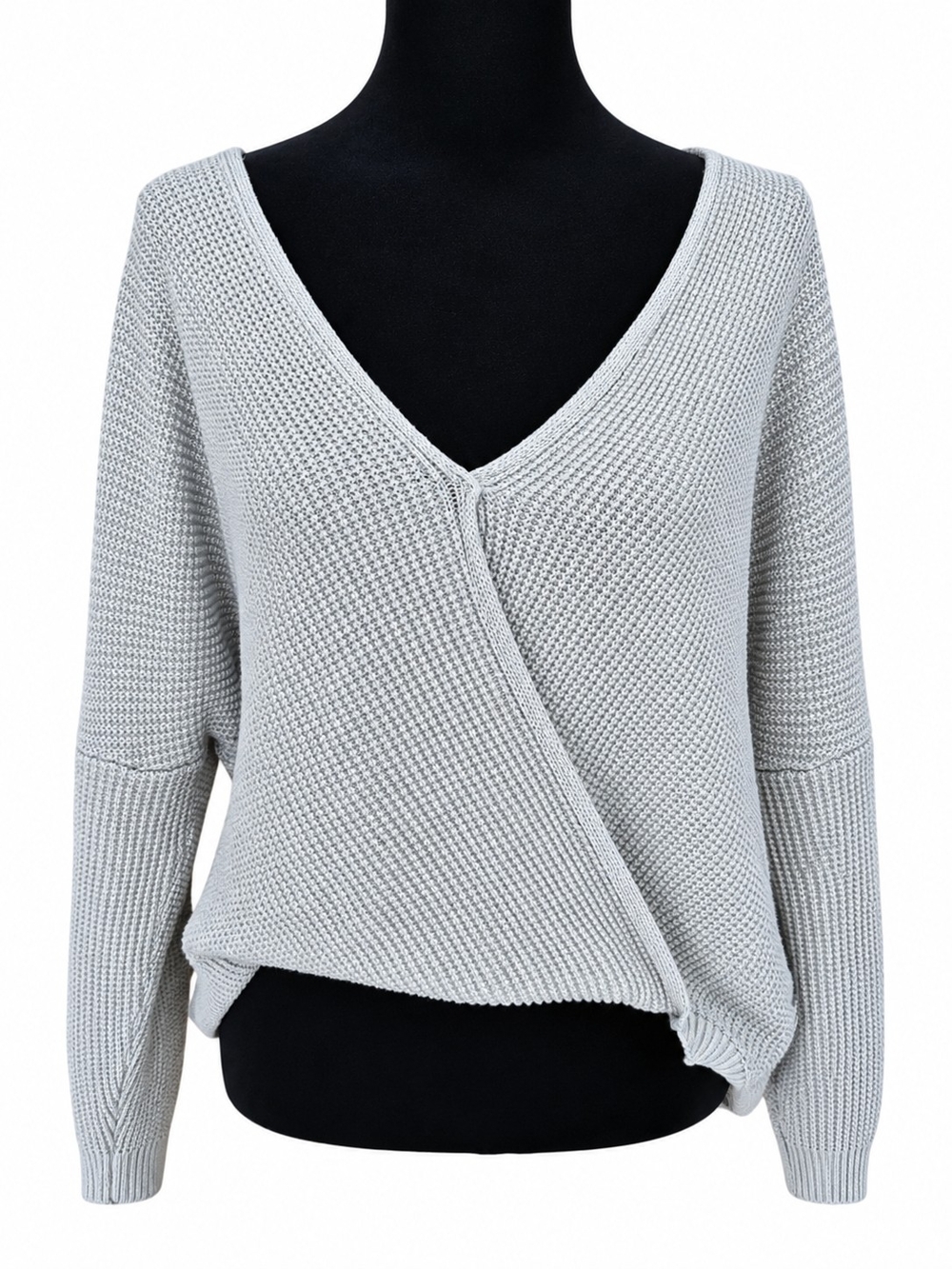 SOHO New York & Company Women’s M Gray Wrap Front V Neck Knit Sweater